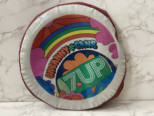 VTG 7 Up Bar Stool Cover Uncanny in Cans 14" Diameter Psychedelic