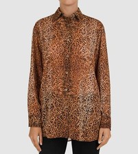  647 Gerard Darel Womens Brown Long-Sleeve Silk Blouse Shirt Top Size 42 US 10