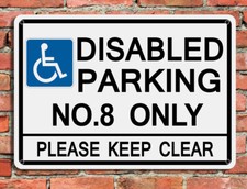 Personalised Disabled Parking Metal Sign. Customise with your number Waterproof