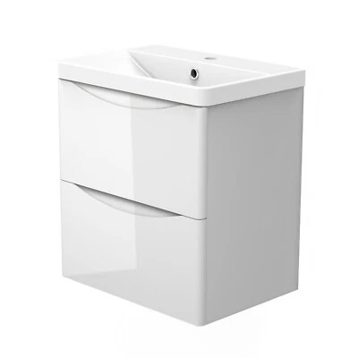 Wall Hung Bathroom Vanity Unit with Basin 500 600 800mm Drawers Cabinet White