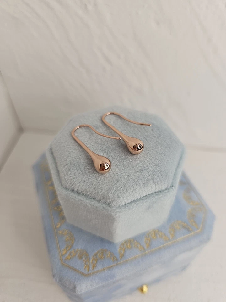 9ct Rose Gold Teardrop Dangly Threader Drop Earrings 2.6cm - Image 3 of 4