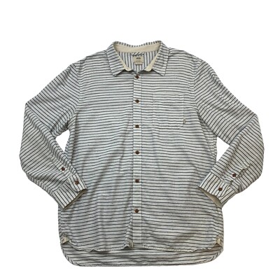 Vans Button Up Shirt Mens XL Extra Large Off White Navy Striped Long Sleeve 