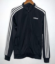 Adidas Mens Essentials 3 Stripes Tricot Full Zip Track Jacket Black White Sz S