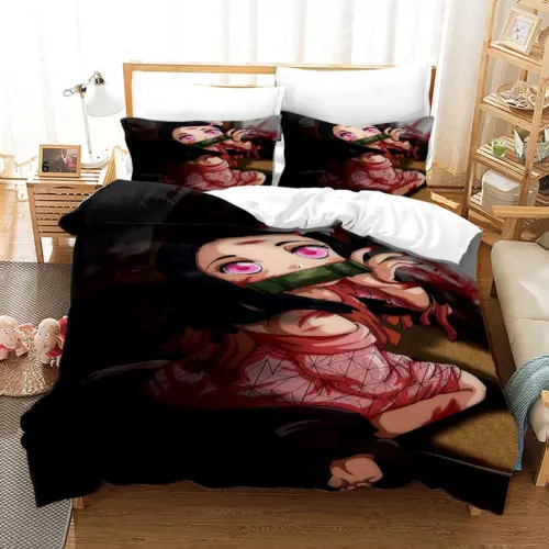 3-teiliges Demon Slayer Bettwäsche-Set Steppdecke Bettbezug Single Double King Size UK - Bild 23 von 49
