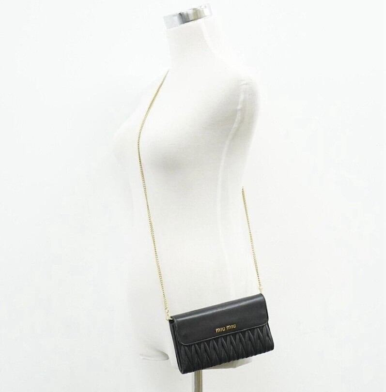 Miu Miu Matelassé Black Chain Wallet Bag | eBay