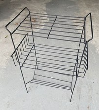 Vtg Mid Century 3 Tier Stand Shelf Rack Metal Wire Book Record Display MCM