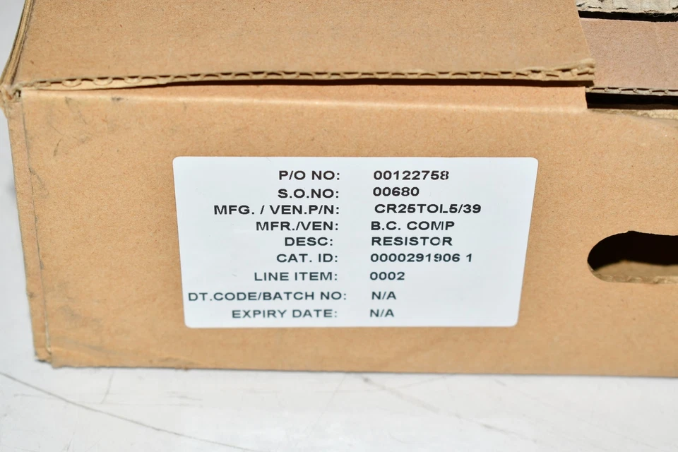 5,000 pcs BC Components CR25TOL5/39 Resistor 39 OHM 0.25W Axial Leads - Image 3 of 3