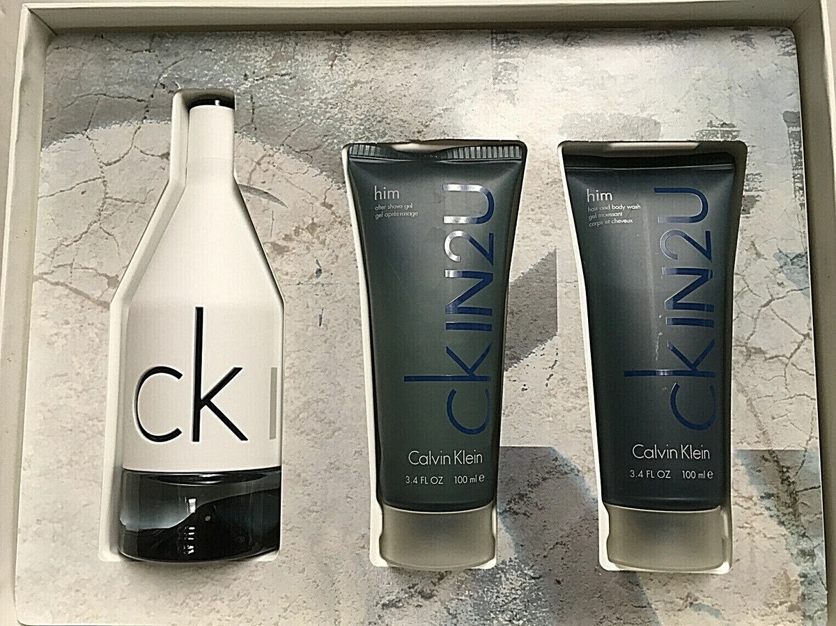 CK IN2U for Him Calvin Klein 3 PC set 3.4 EDT Aftershave Gel