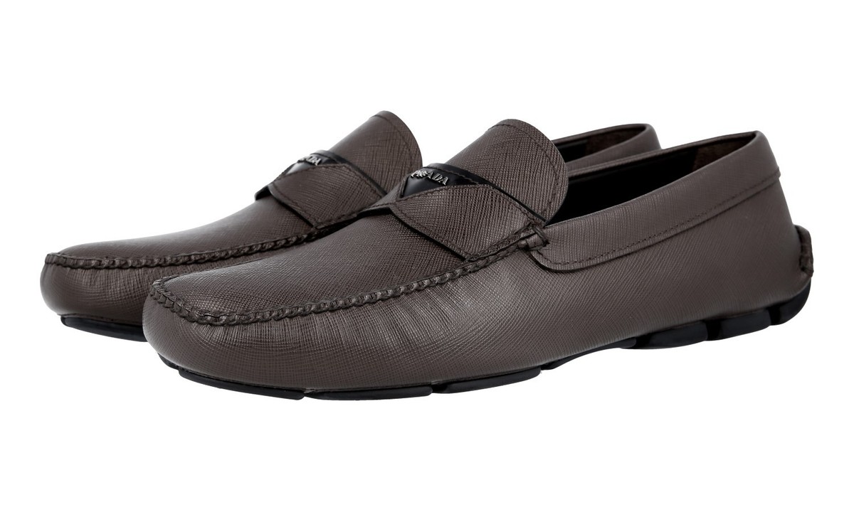 PRADA Saffiano Leather Driving Loafer Shoes 2DD131 Brown NEW  display picture 2