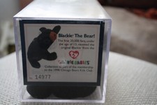 Blackie The Bear Ty  Beanie Babies 1998 Chicago Bears Kids Club #14977