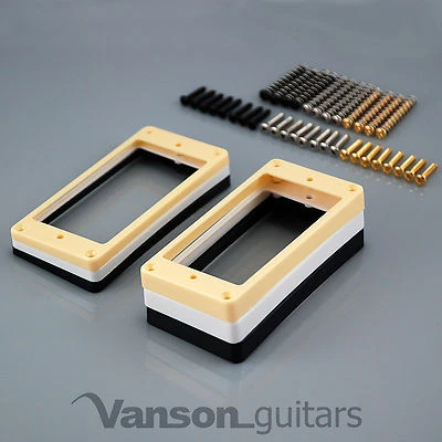 2 x Curved Base Montageringe & Schrauben für Epi Les Paul, ES, Humbucker Surround