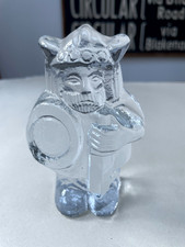MAGNOR Vintage Art Crystal Glass Viking Paperweight Figurine Norway  VGC