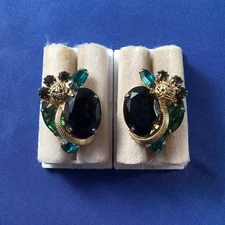 Designer Signed Alice Caviness Vintage Rhinestone Earrings