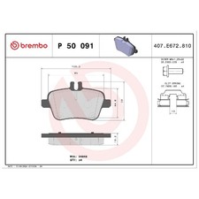 Brembo Bremsbelagsatz Bremskl&ouml;tze hinten A0004200605 A0004200705 24969193