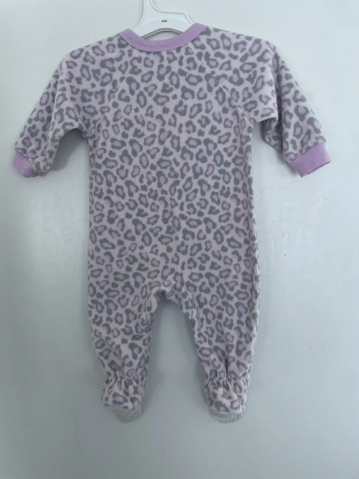 Bebé Niña Recién Nacida 1 Pieza Estampado Leopardo Cremallera Footie Manga Larga Pijamas Rosa 12M Foto 3 de 4