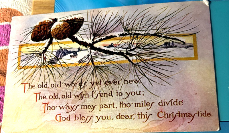 1908 CHRISTMAS POSTCARD WITH AMERICAN RED CROSS CHRISTMAS SEAL