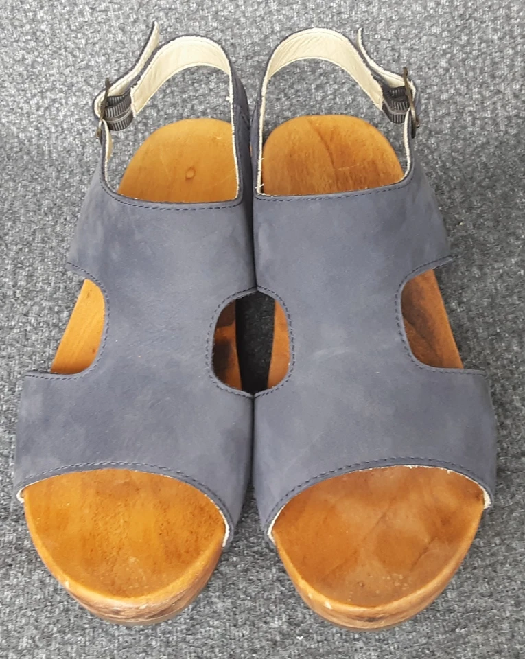 WOODY Holzschuh. Blaue Sandalen. Gr. 42. Biegsame Holzsohle - Bild 3 von 4