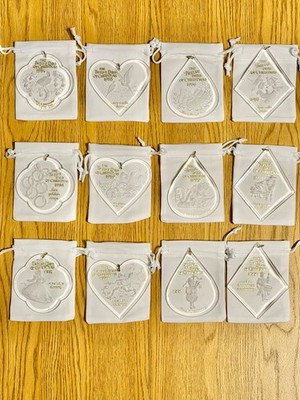 HALLMARK 12 DAYS OF CHRISTMAS ORNAMENTS SET ACRYLIC 1984-1995