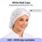 Vanity UK Mob Caps (100-2000) Disposable White Hair Net Spray Tan Salon Catering