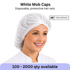 Vanity UK Mob Caps (100-2000) Disposable White Hair Net Spray Tan Salon Catering