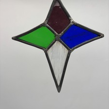 Stained Glass Four Point Star Window Sun Catcher