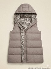 Damen Wende-Steppweste mit Kapuze Beige S/M  ...
