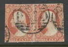 USA-1857 SC # 10 A10 3c PAIR,-USED ( 2 ) — photo 1