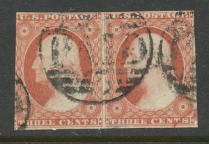 USA-1857 SC # 10 A10 3c PAIR,-USED ( 2 )
