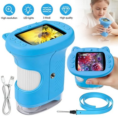 Mikroskop für Kinder, Taschenmikroskop mit 1000x Digital 2.4in IPS color screen