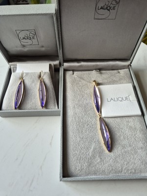 LALIQUE Kristall ECLAT Halskette Anhänger und Ohrringe Set