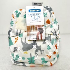 Thirsties One Size All-in-one OS AIO Cloth Diaper Woodland New With Tags