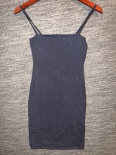 Forever 21 Mini Dress S Small Blue Gray Cotton Spandex Cami Strappy Bodycon