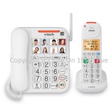    VTech SN5147 White Amplified Corded  Cordless Phone Senior Answering Machine