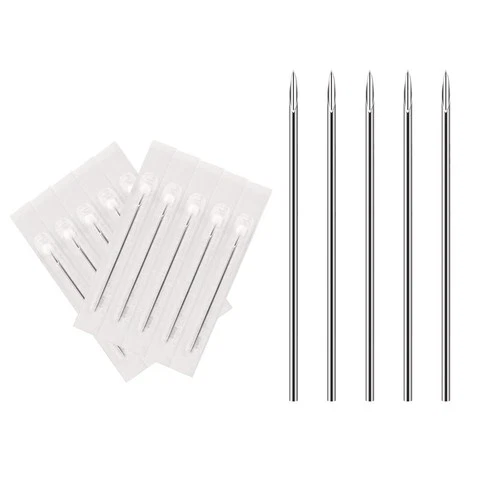 ATOMUS Body Piercing Needles, 10pcs 16G Stainless Steel Sterile Disposable...  - product listing photo