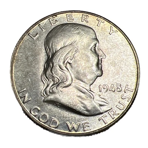 1948-D Benjamin Franklin Silver Half Dollar Gem BU Full Bell Lines