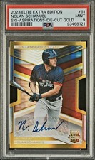 2023 Elite Extra Edition Nolan Schanuel Gold Die Cut Aspirations Auto PSA 9