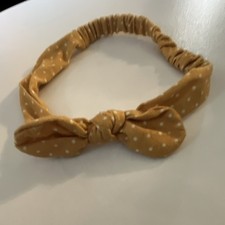 Yellow White Polka Dot Bow Cotton Blend Headband for Girls Casual Fun Accessory