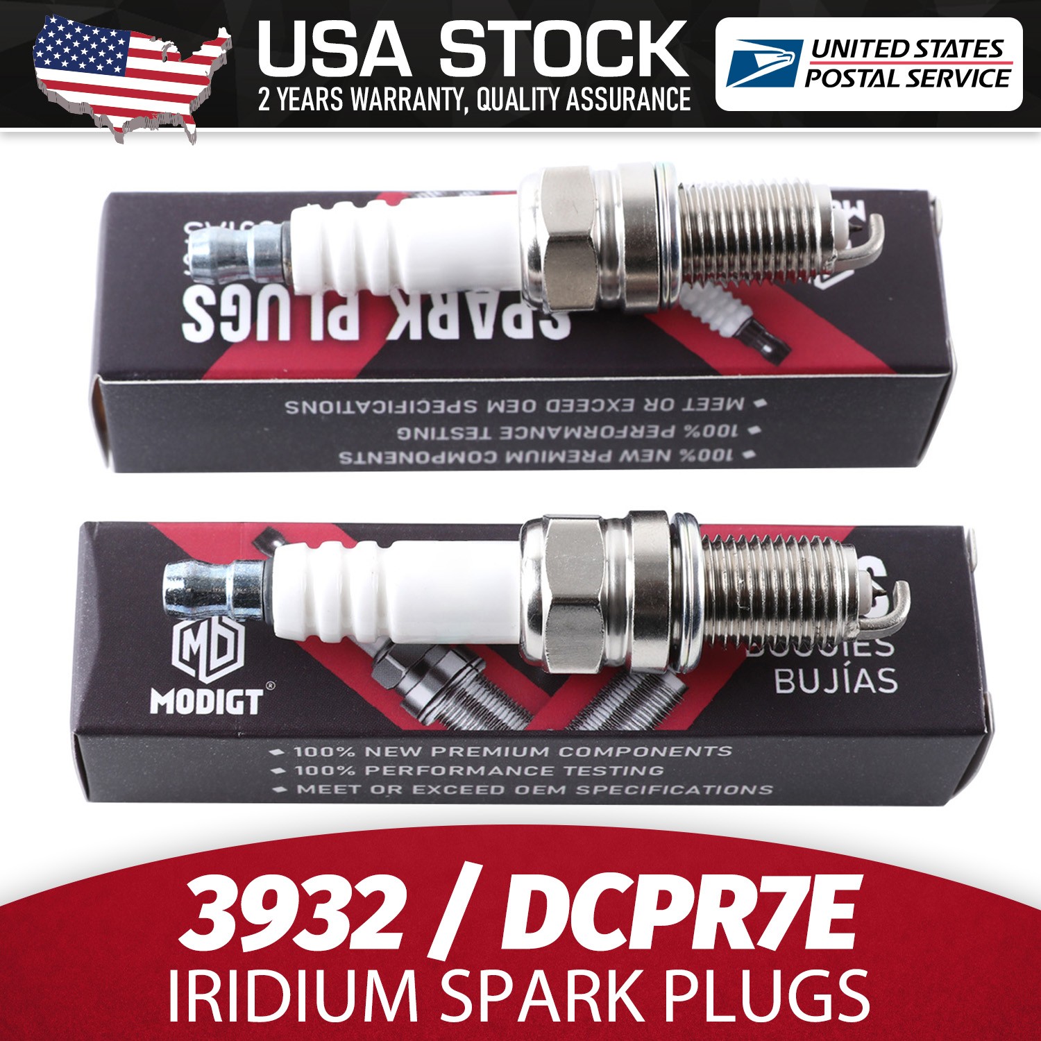 New 2PCS Fit For NGK 3932/DCPR7E/DR8ES High Performance Iridium  Spark Plugs