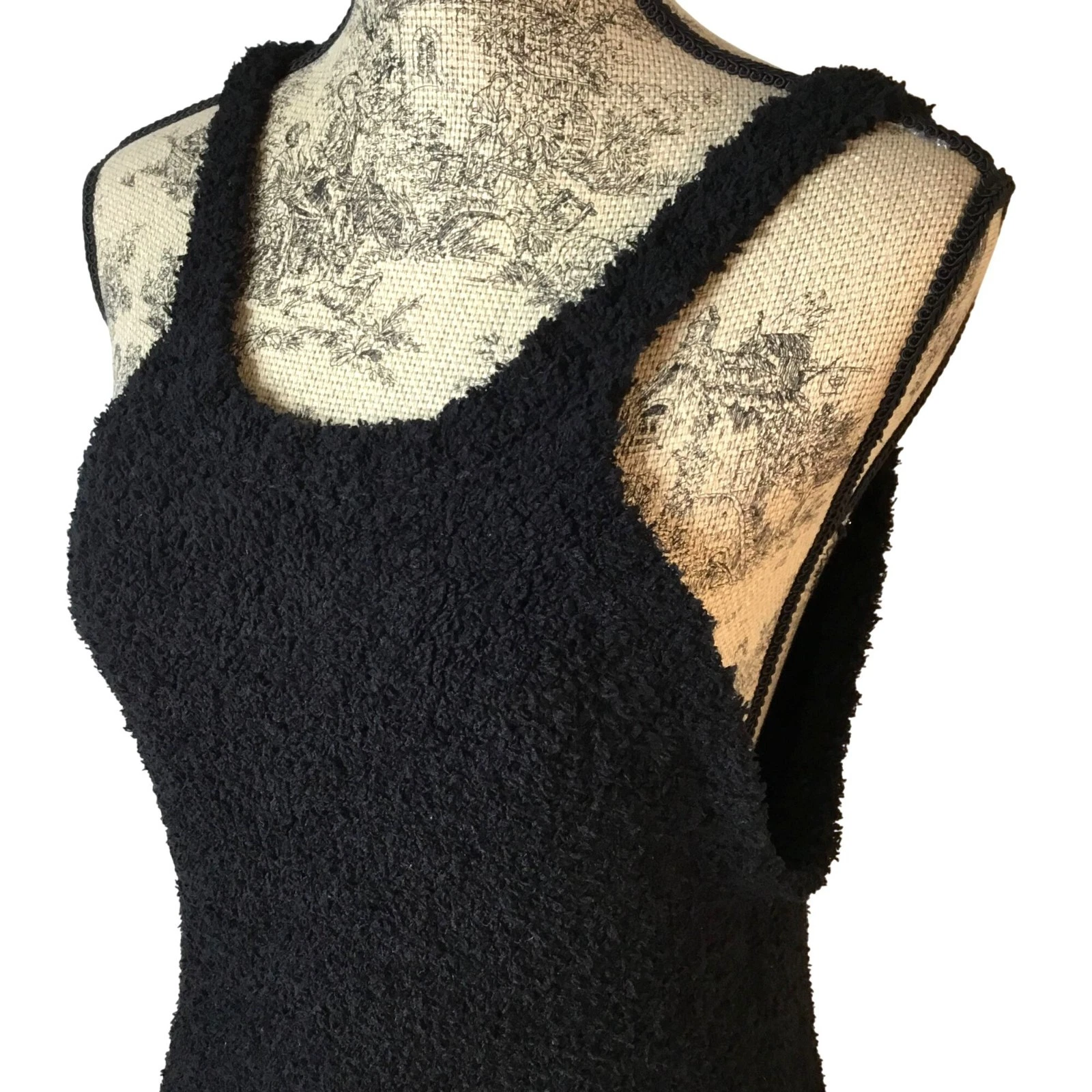 VETEMENTS Mini abito nero POL S nuovo senza etichette raro softcore elasticizzato boho lounge pezzo a strati