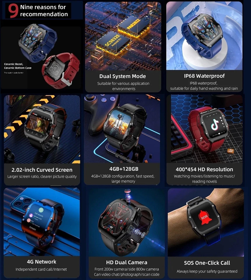 2.02 Zoll LOKMAT APPLLP 3 Max Smartwatch 4GB+128GB IP68 Wasserdicht Dual Kamera - Bild 4 von 4