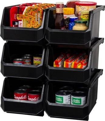 Large Plastic Storage Bins, Stackable Organizer Containers for Closet Pantry ...