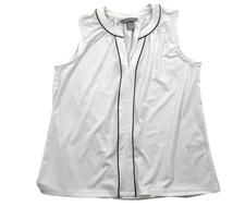 H&M Womens Sleeveless White Blouse With Black Trim Size S Made In Cambodia
