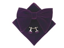 Mens Pre-Tied Oversized Bow Tie Tuxedo Velvet Bowtie Cufflinks One Size Purple