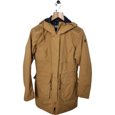 Helly Hansen Women's Mid-Length Hooded Jacket Tan M Waterproof Outdoor Coat