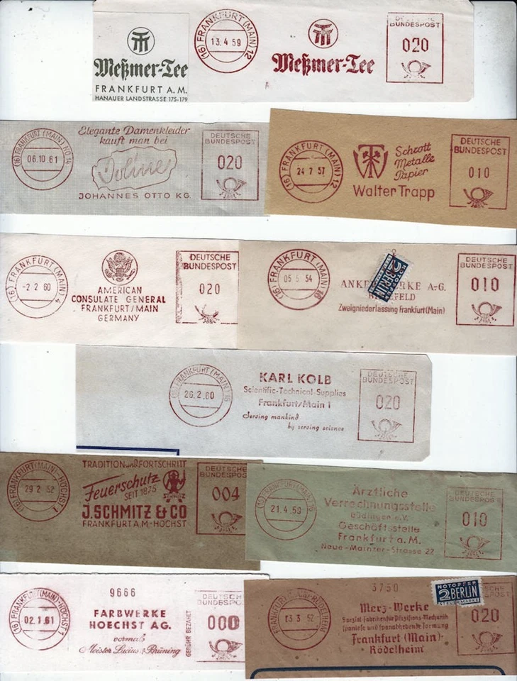 ZB07 Frankfurt 10 seltene Absenderfreistempel von 1952/1962 - Bild 1 von 1