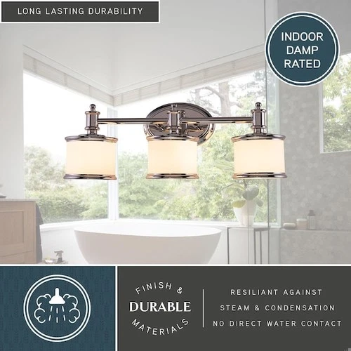 VAXCEL CR-VLU003CH Carlisle 3 Light Chrome Bathroom Vanity Fixture - Picture 6 of 8