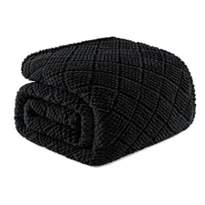 Fuzzy Fleece Queen Size Blanket for Bed Soft Fluffy Jacquard Waffle Blankets ...