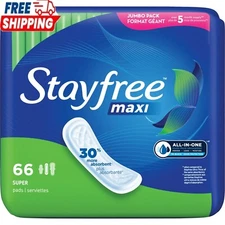 Stayfree Maxi Pads for Women, Super Protection Absorption - 66 Count
