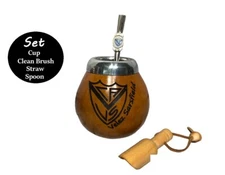 Mate Gourd Hand Made  Cup Bombilla Straw Futbol Velez Spoon Yerba Mate Soccer