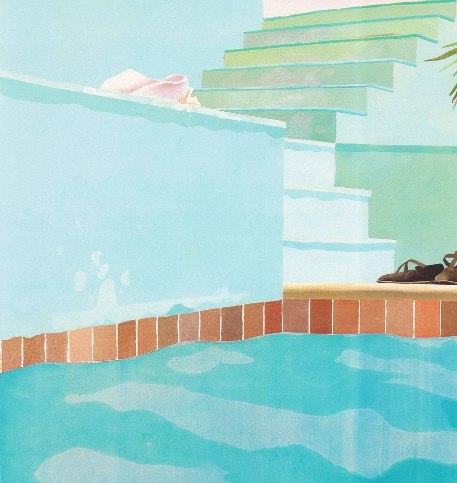 Póster David Hockney Piscina y Escalones 33.5" x 24.5" 2021 Arte Pop Rojo, Azul, Verde Foto 3 de 4